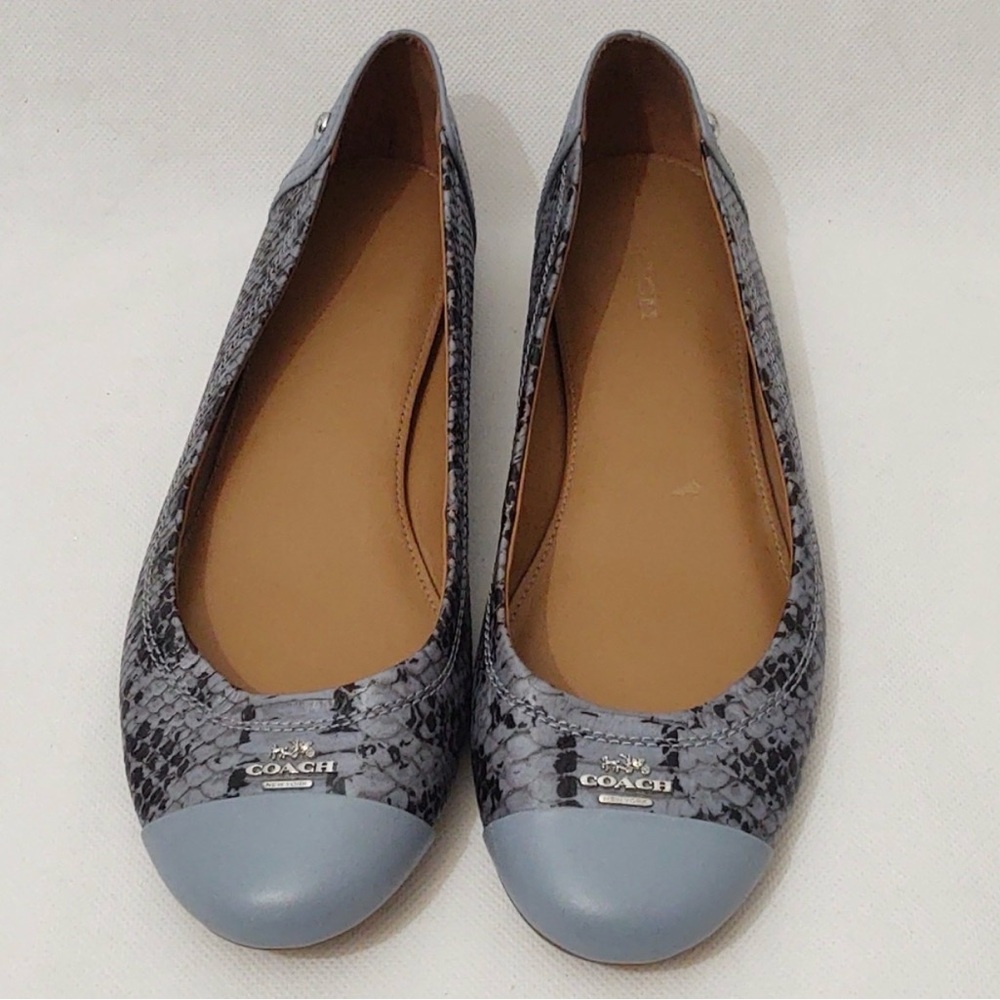 Cute Coach Chelsea Flat Slip-on Loafers Ballet Shoes 8B Blue Leather Snake Skin